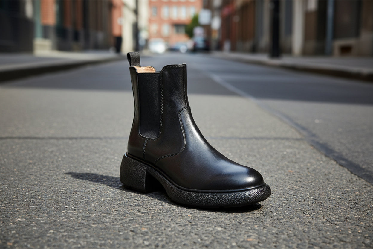 Women’s British-Style Chunky Heel Ankle Boots – Dr. Style Leather Booties for Fall & Winter FitiqueFit