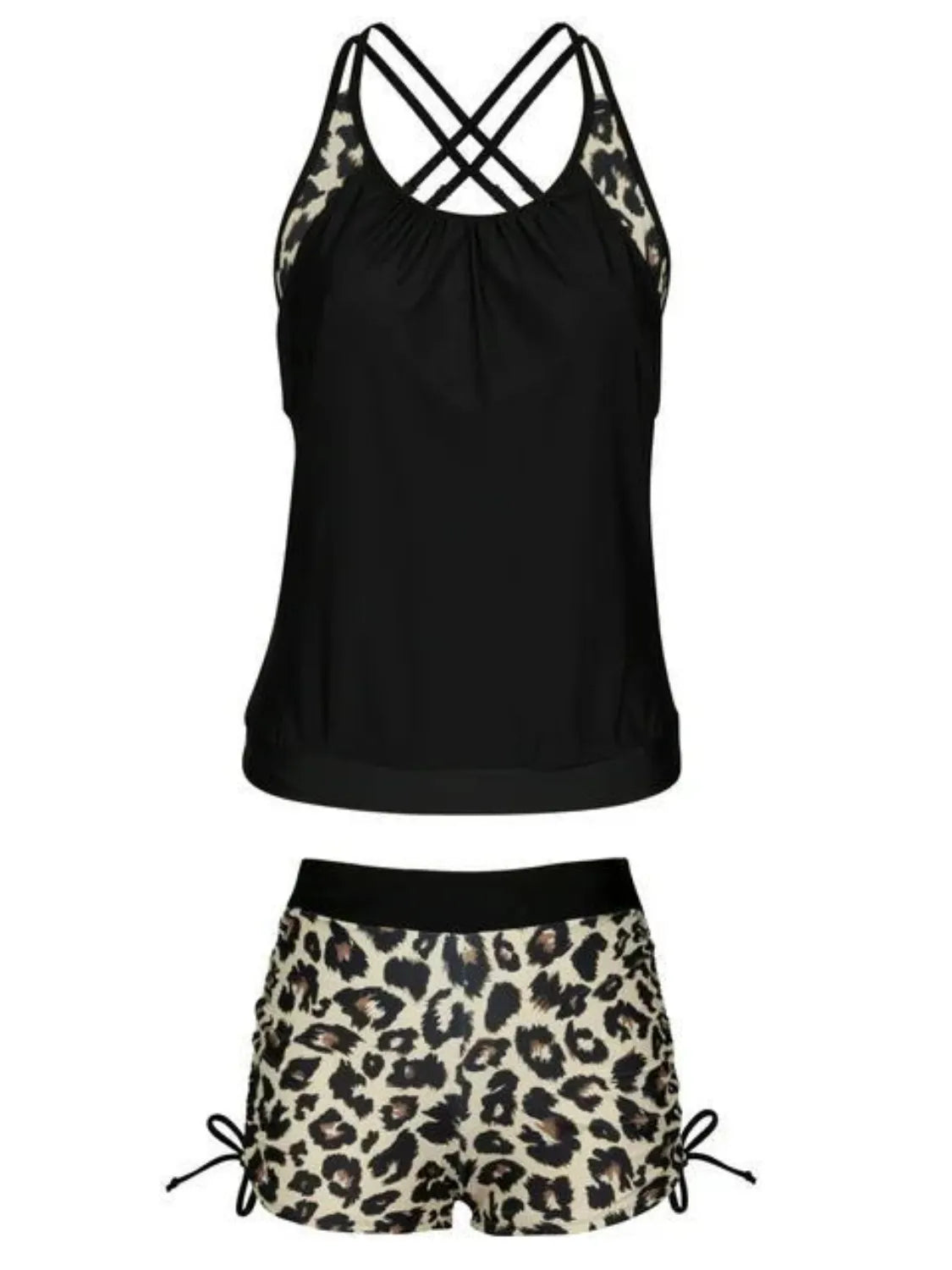 Crisscross Leopard Scoop Neck Two-Piece Swim Set New Era Fashion LLc