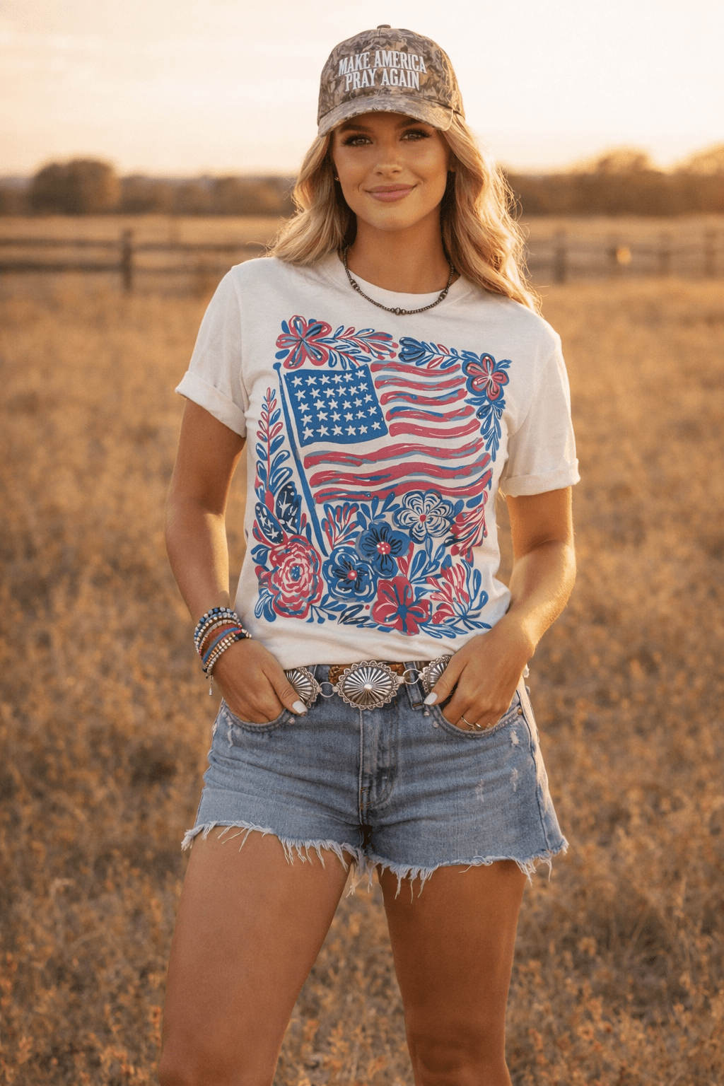 American Freedom Flowers Graphic Tee Wild Junkie