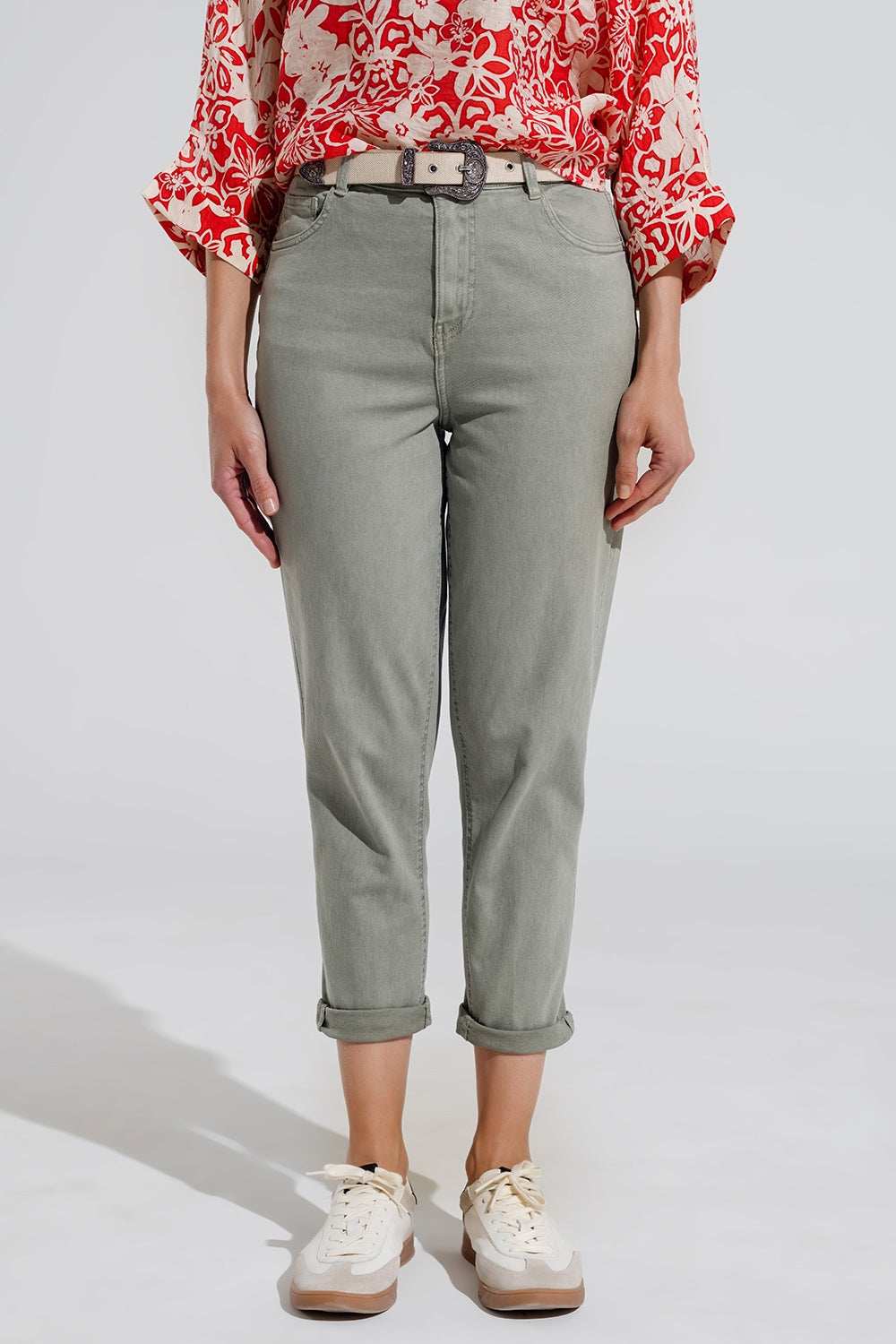 Ankle skinny Basic Jeans in kakhi Q2store
