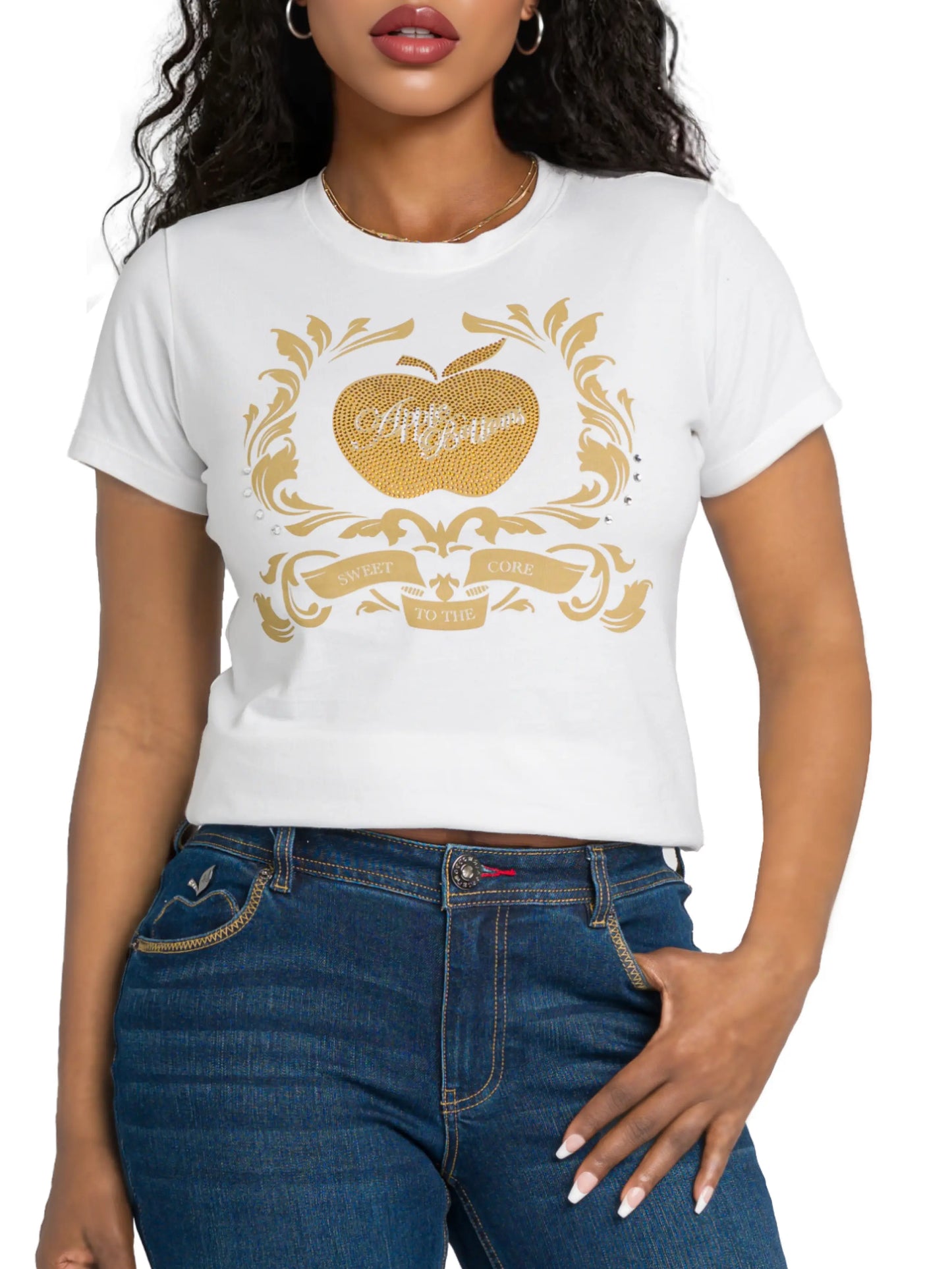 Golden Crest Tee - White Apple Bottom Jeans