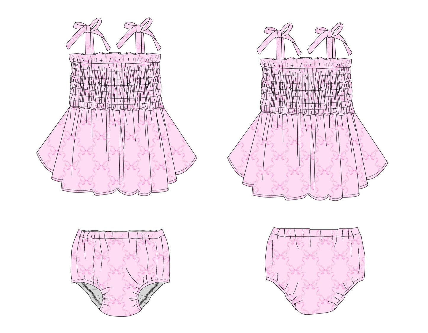 Emeryn - Smocked Diaper Dress Set Blush Lotus