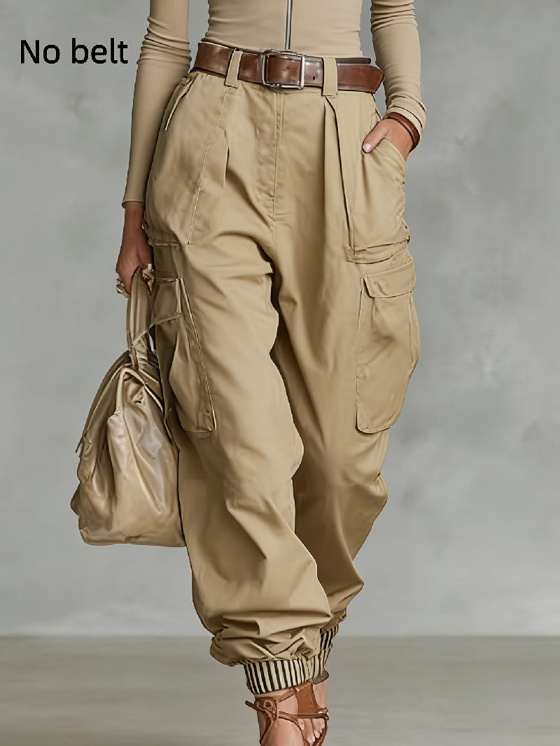 Women's High Waist Multi-Pocket Cargo Work Pants – Tapered Trousers FitiqueFit