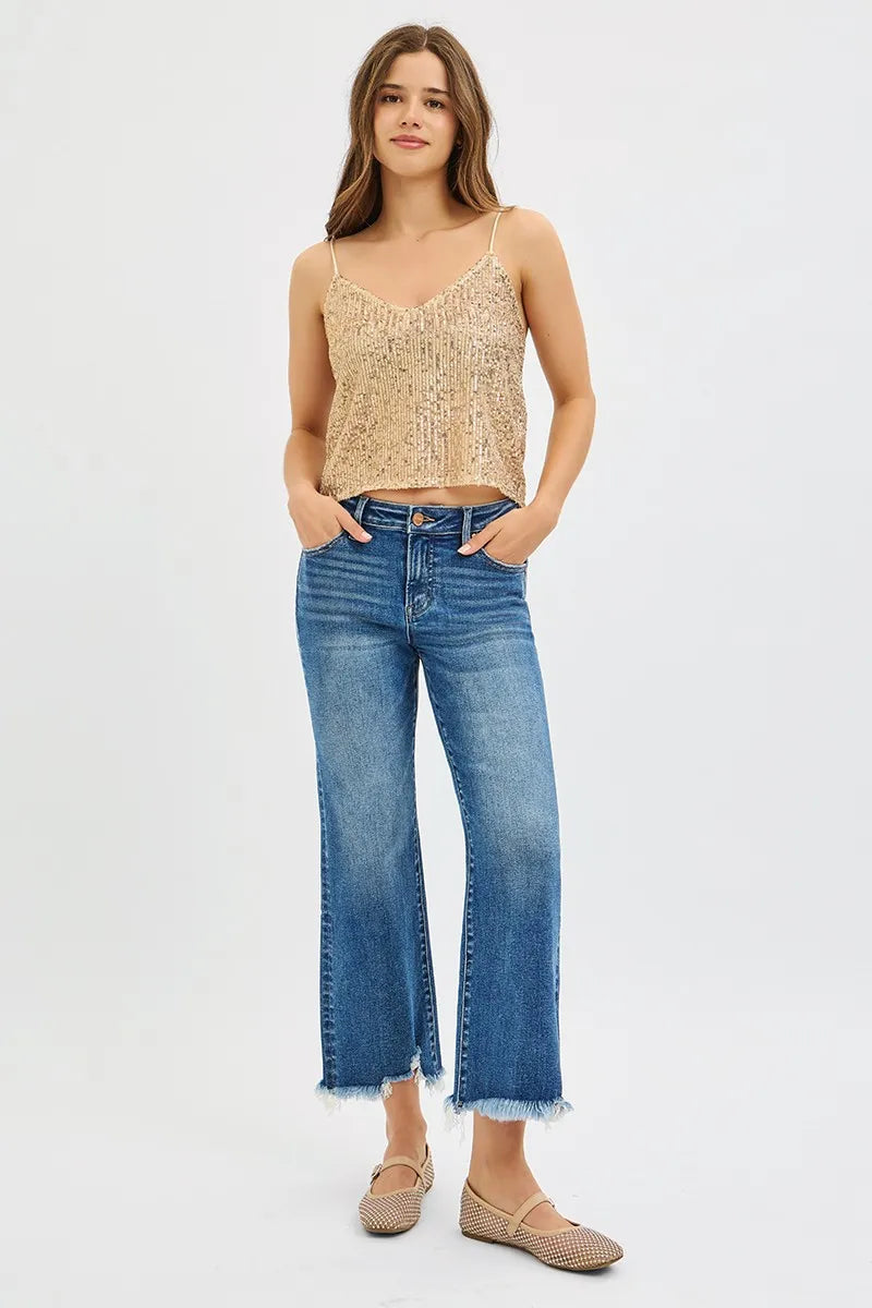 RISEN Full Size Mid Rise Crop Straight Jeans Plus Size West2East Surf