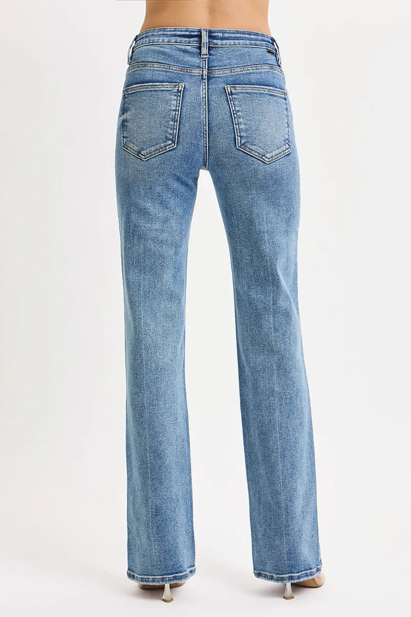 RISEN Full Size Tummy Control High Rise Straight Jeans Plus Size West2East Surf