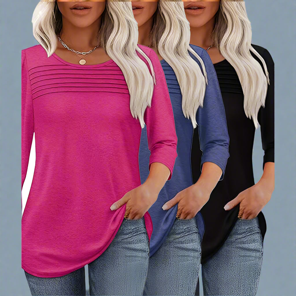 Women's 3-Pack 3 4 Sleeve Tunic Tops FitiqueFit