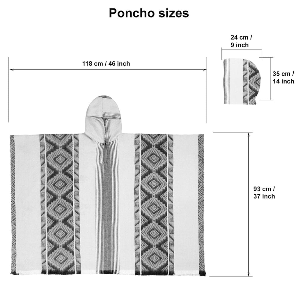 Black Grey Diamonds Alpaca Poncho Purely Alpaca