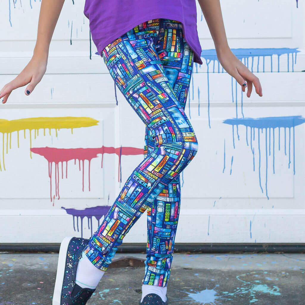 "Lost in the Stacks" Books Leggings with Pockets Princess Awesome & Boy Wonder