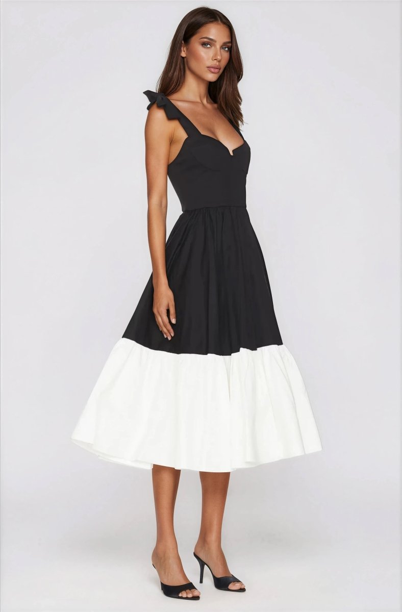 Catalina Midi Dress – Black/Beige XO, Tina