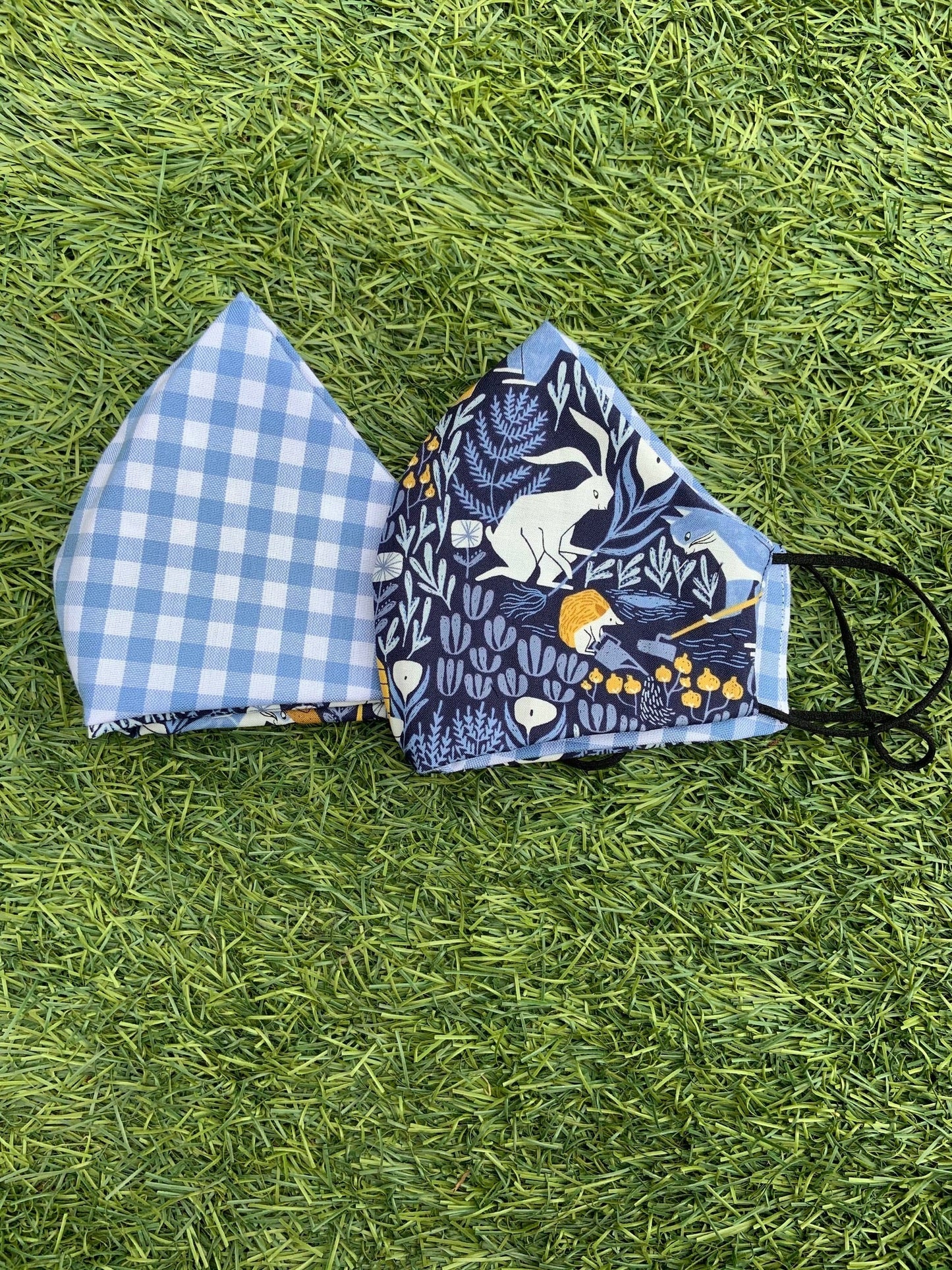 Busy Bees/Blue Gingham Mask Retrolicious