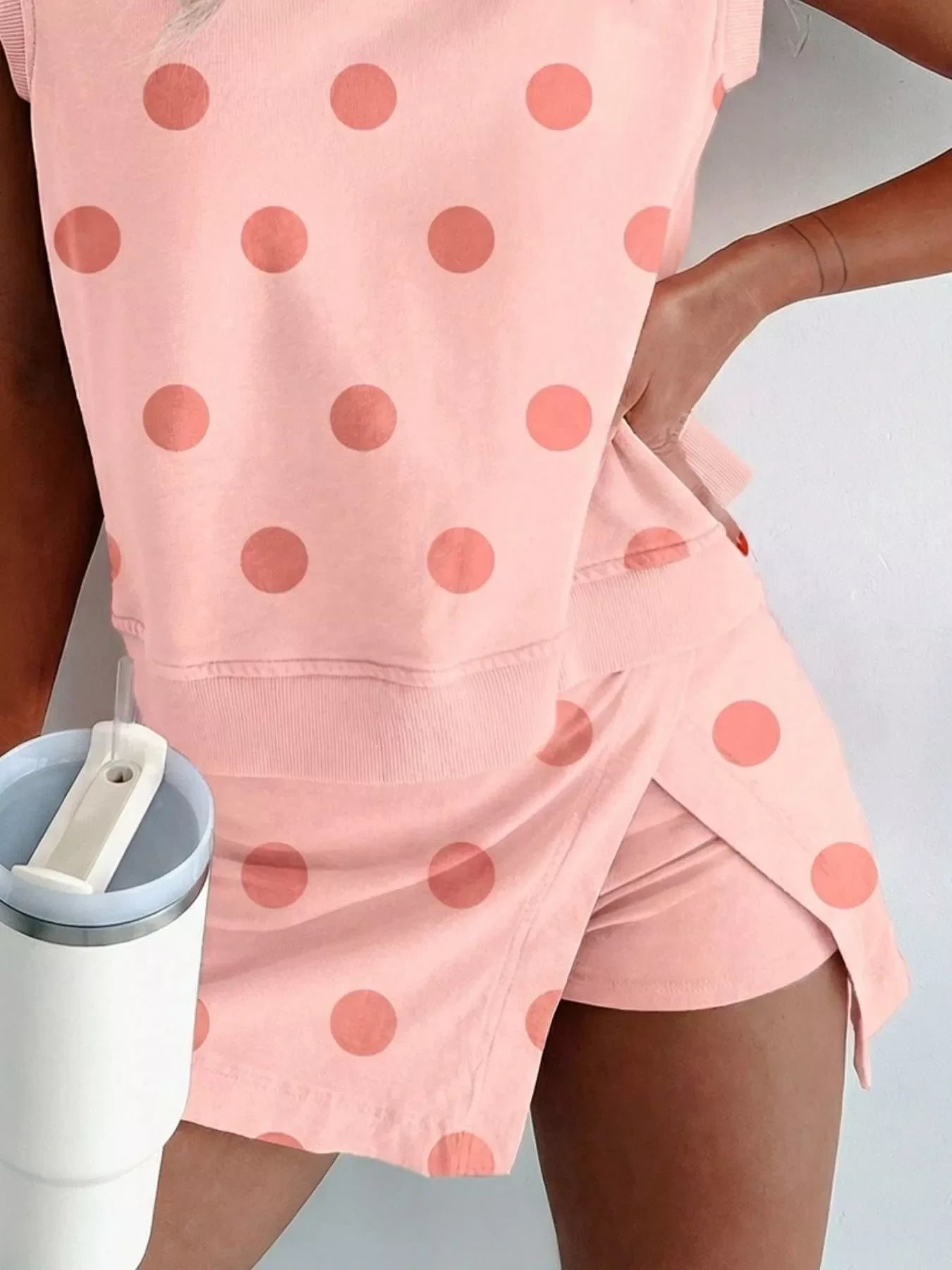 Polka Dot Sleeveless Top and Skort Casual Two-Piece Set New Era Fashion LLc
