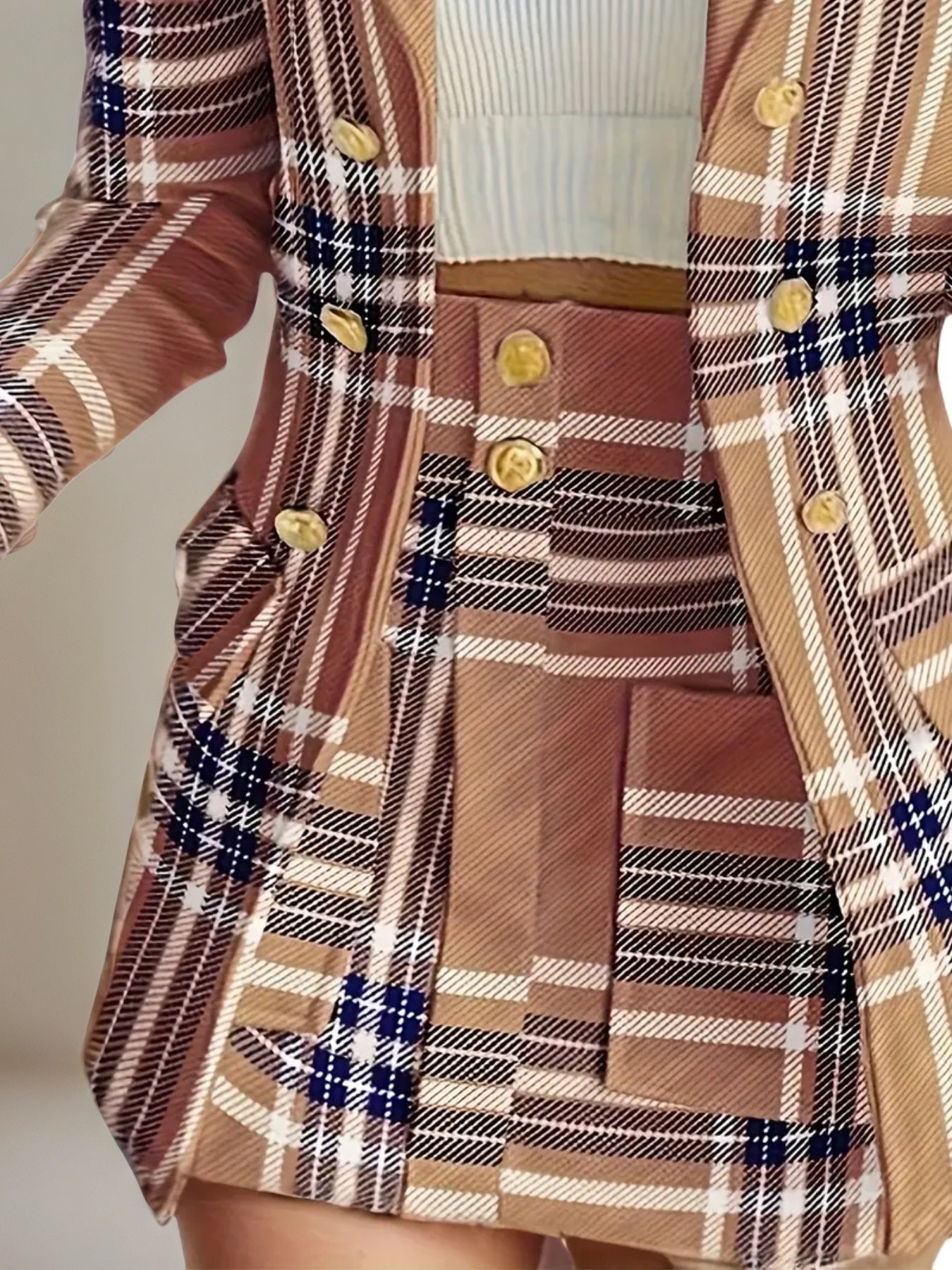 Women’s Elegant Plaid Skirt Suit Set FitiqueFit