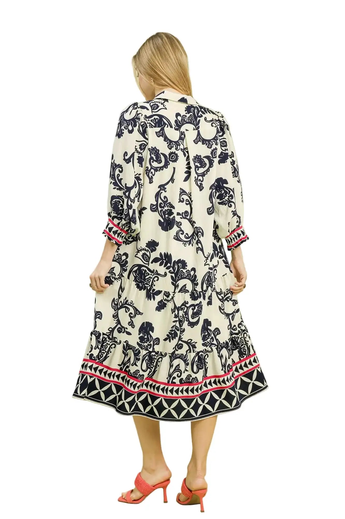 Umgee Boho Print Tiered Midi Dress West2East Surf