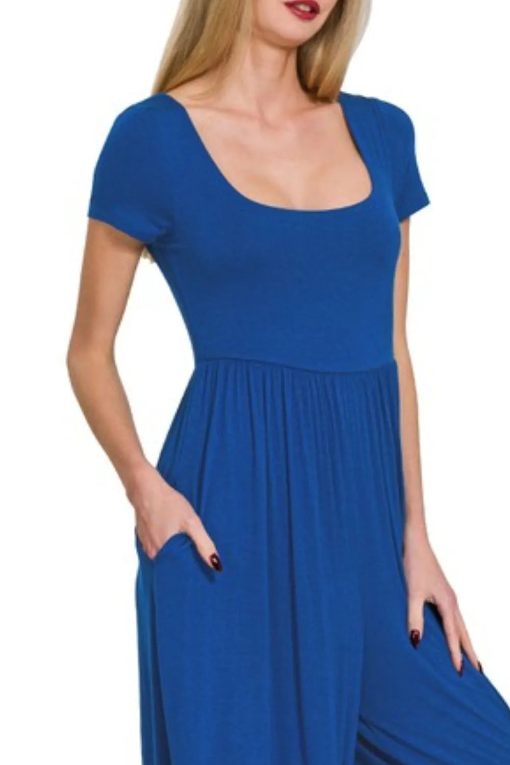 Zenana Double Layered Short Sleeve Jumpsuits West2East Surf