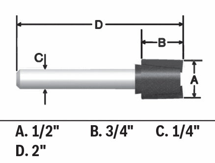 BOSCH 85249MC 1/2 In. x 3/4 In. Carbide-Tipped Hinge Mortising Router Bit VM Hardware
