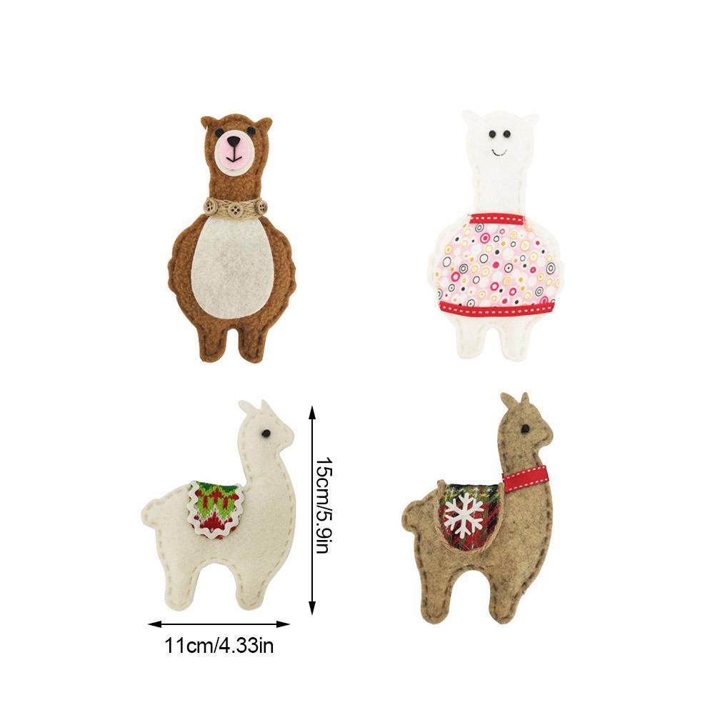 Classic Handmade Felt Alpaca Tree Hanging Ornament Set Purely Alpaca