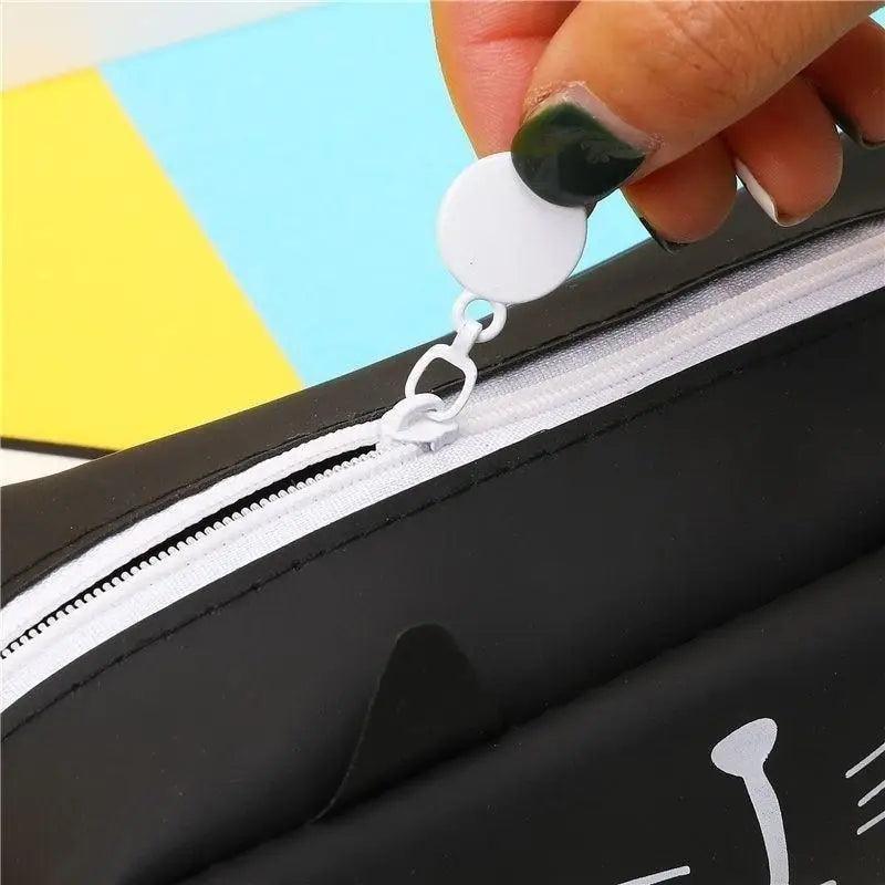 Creative Leather Black Large Capacity Pencil Pouch For Students Unique Colors Stationery Office Pencil Cases Stevvex