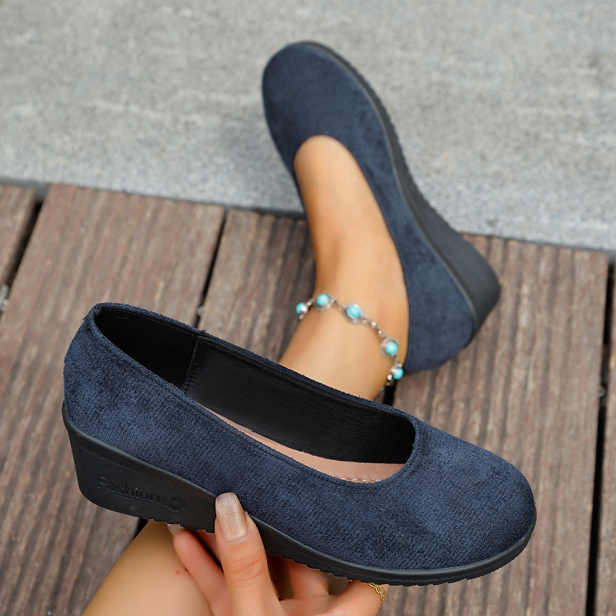 Wedge Heel Slip-On Loafers FitiqueFit