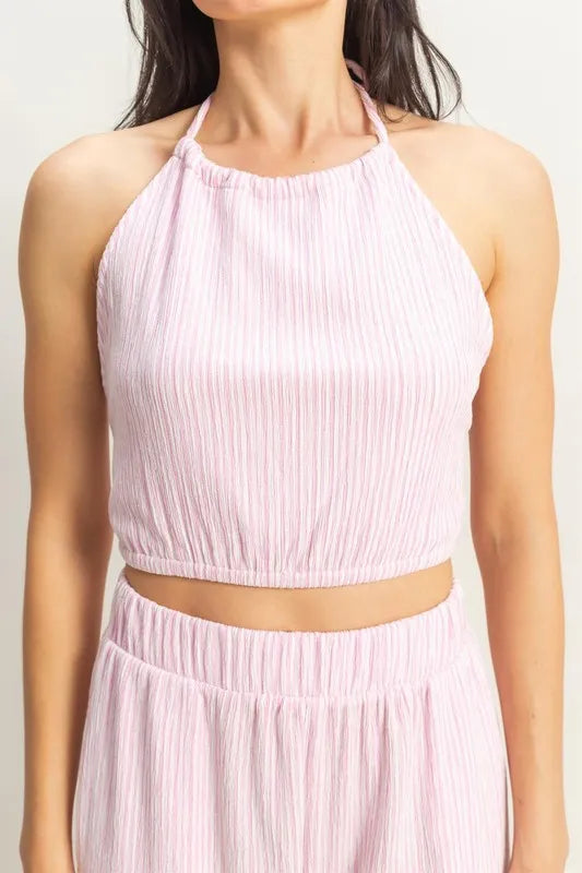 HYFVE Striped Halter Neck Top and Pants Set West2East Surf