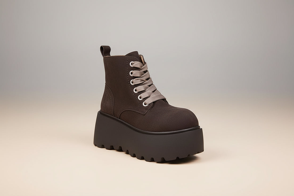 Women’s Chunky Sole Lace-Up Boots – Vintage Style FitiqueFit