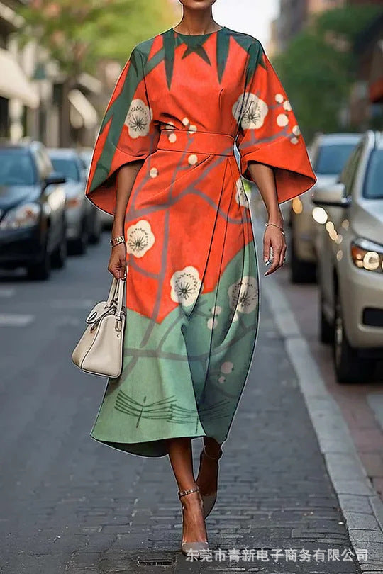 Female Creative Casual Printing Elegant Dress Grayceful LLC