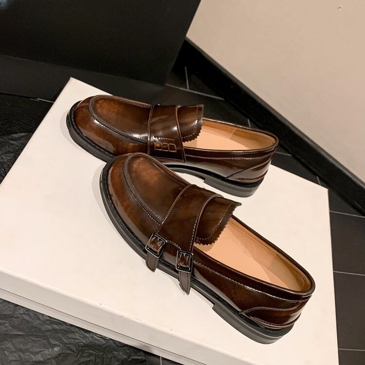 Women's Chunky Heel Buckle Loafer Shoes FitiqueFit