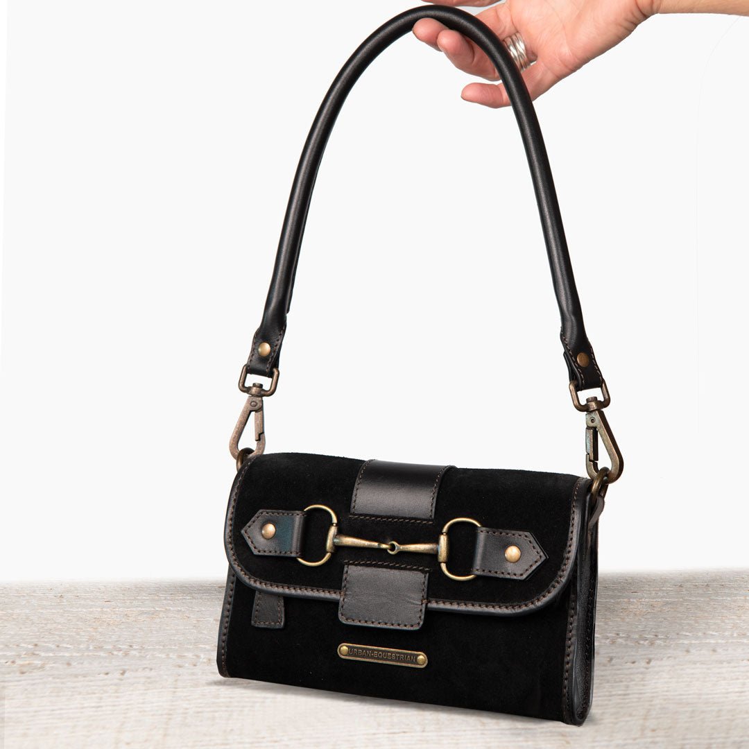 Dalton - Horse Bit Crossbody Luxury Leather Handbag in Black on Black Urban-Equestrian