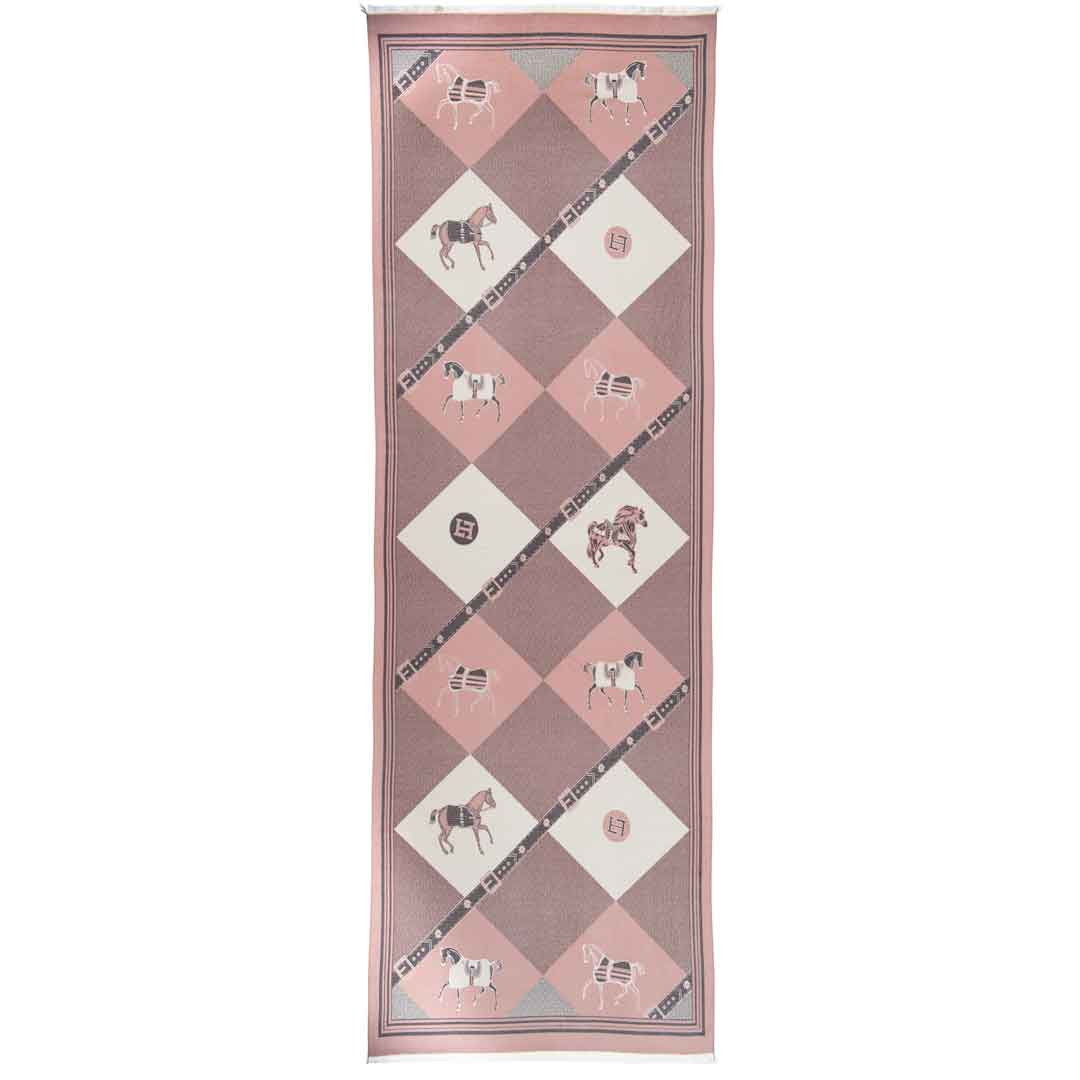 Della - Blush Pink Equestrian Motif Luxe Shawl Urban-Equestrian