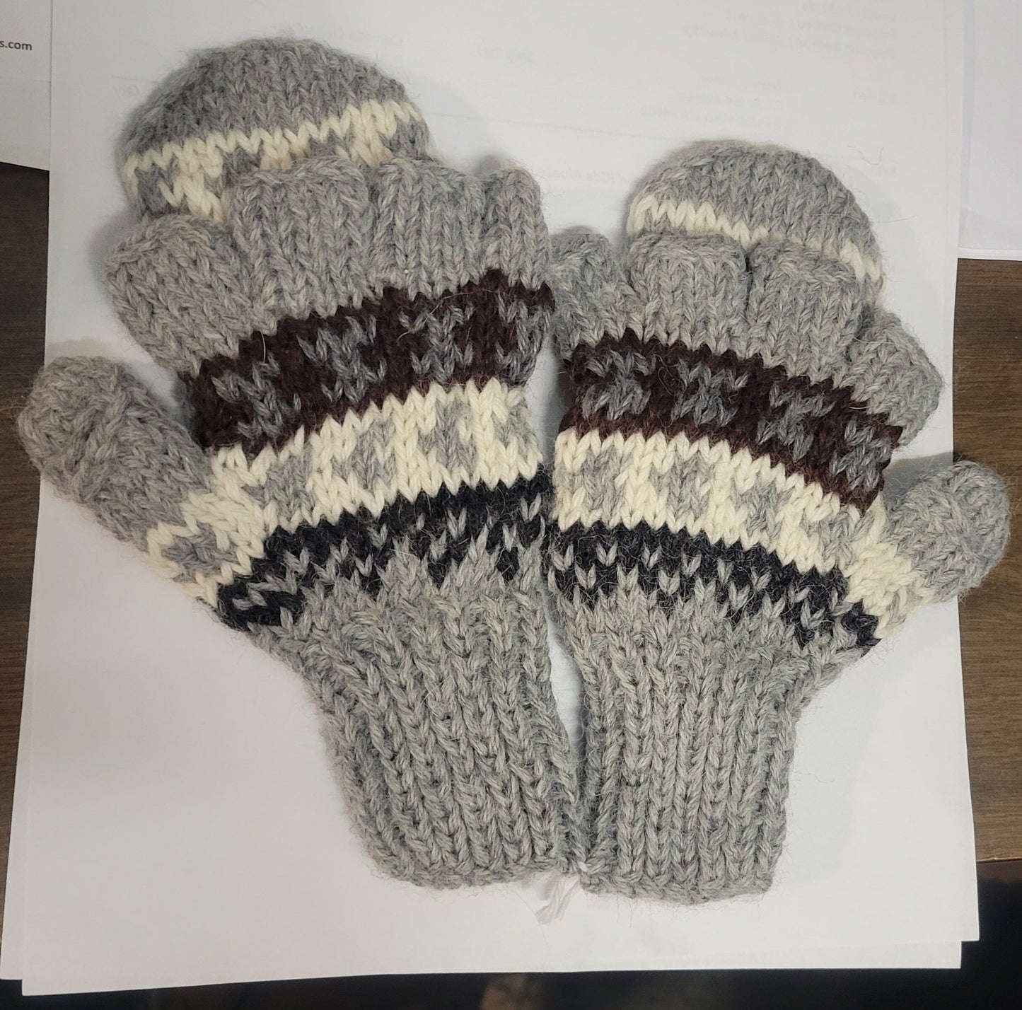 Deluxe Hand Knit Hooded Kids Alpaca Gloves ("Glittens") Purely Alpaca