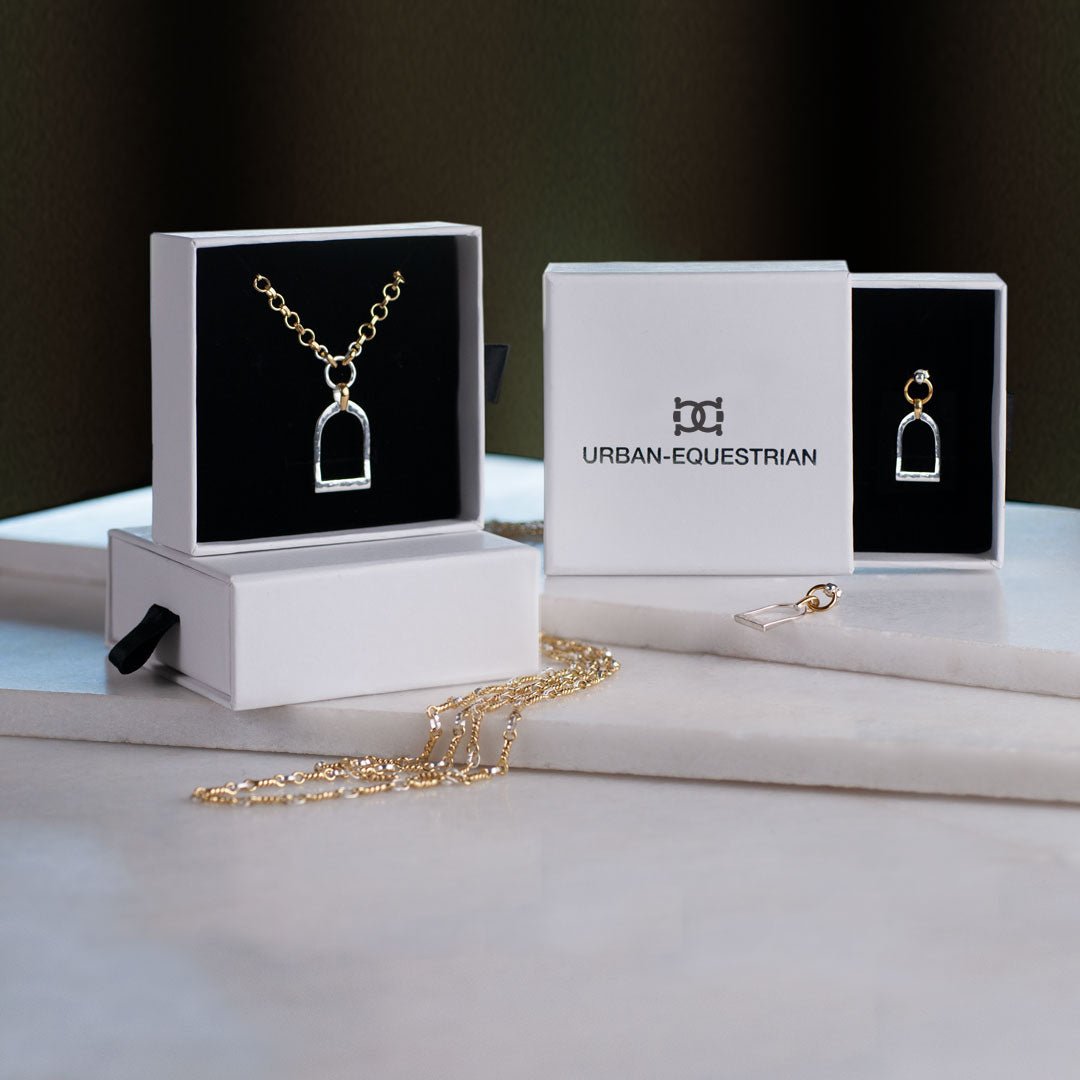 Denby - Two Tone Equestrian Riding Stirrup Necklace Urban-Equestrian