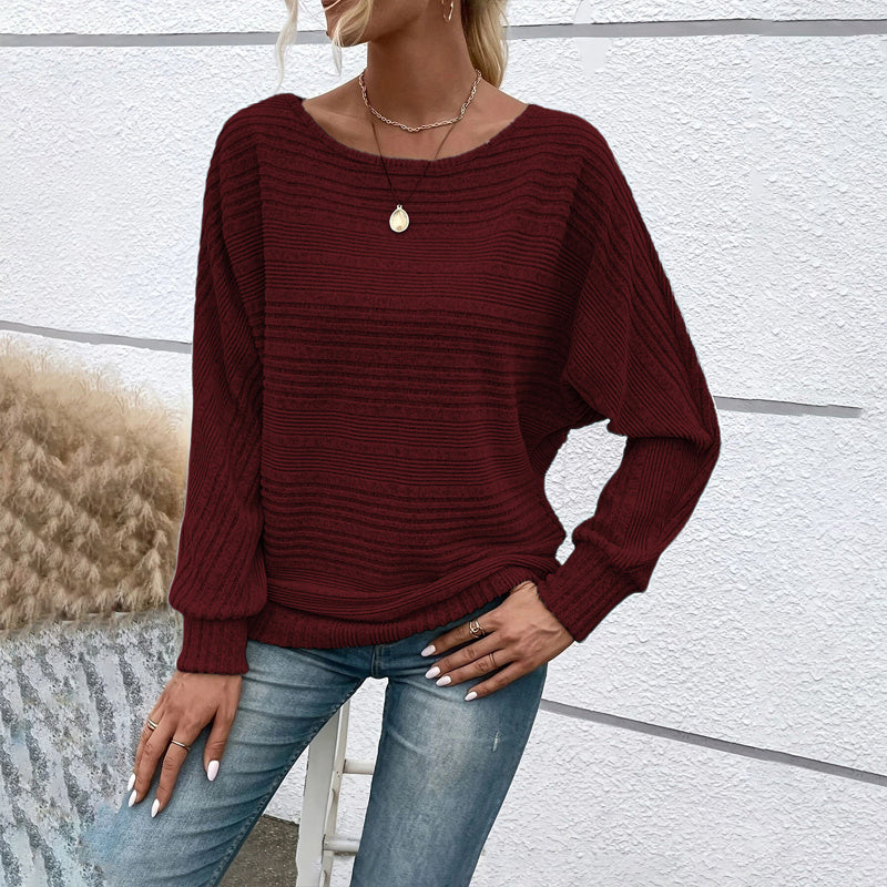 Women’s Textured Round-Neck Long-Sleeve Pullover FitiqueFit