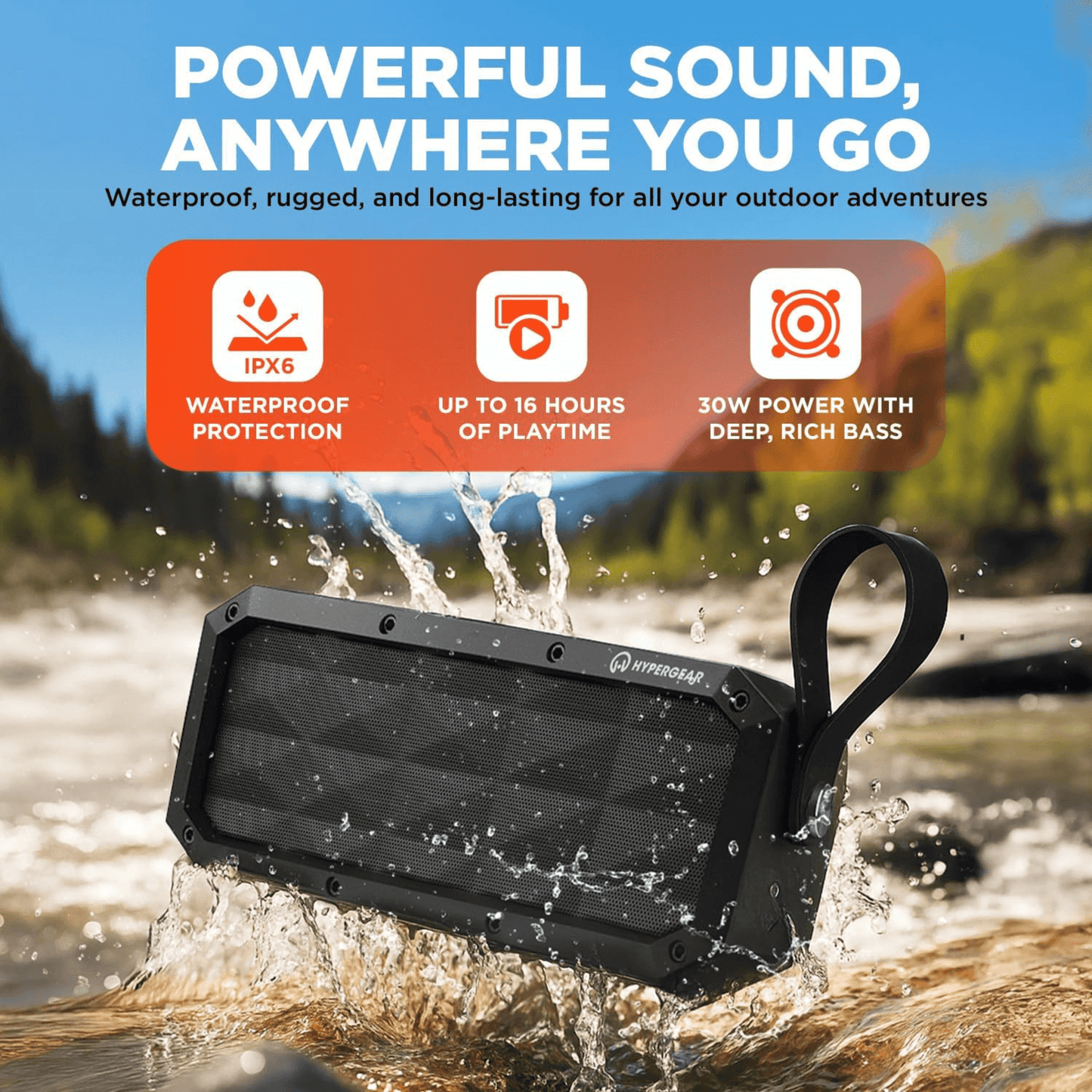HyperGear Beast XL Water-Resistant Wireless Speaker New Era Fashion LLc