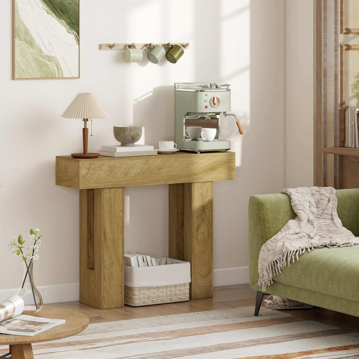 42 Inch Console Table, Sofa Table Behind the Couch with Thickened Tabletop for Living Room, Hallway, Entrance, Oak New Era Fashion LLc