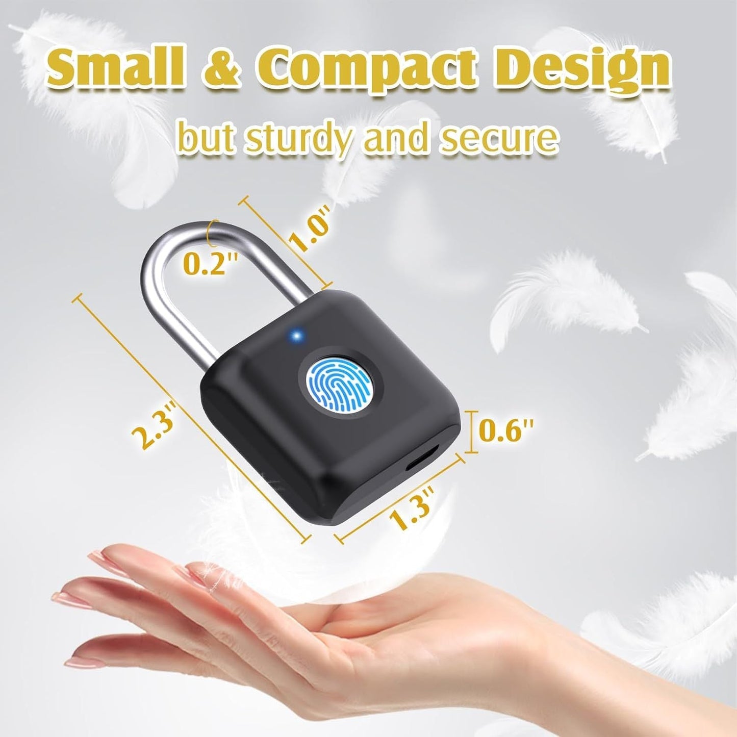Fingerprint Padlock, Pothunder Smart Padlock, Locker Lock, Fingerprint Lock with APP Unlock, USB Rechargeable, Suitable for Gym Locker, Door New Era Fashion LLc