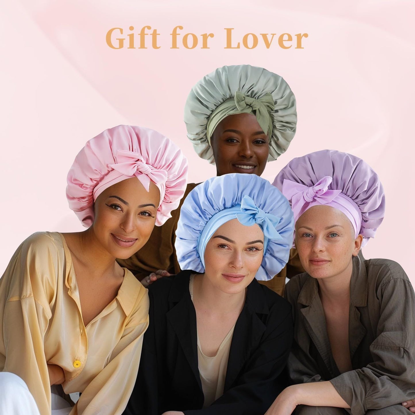 Silk Bonnet for Sleeping Women, Satin Hair Bonnet for Sleeping for Wavy Curly Natural Hair Women Men - Rose Red New Era Fashion LLc