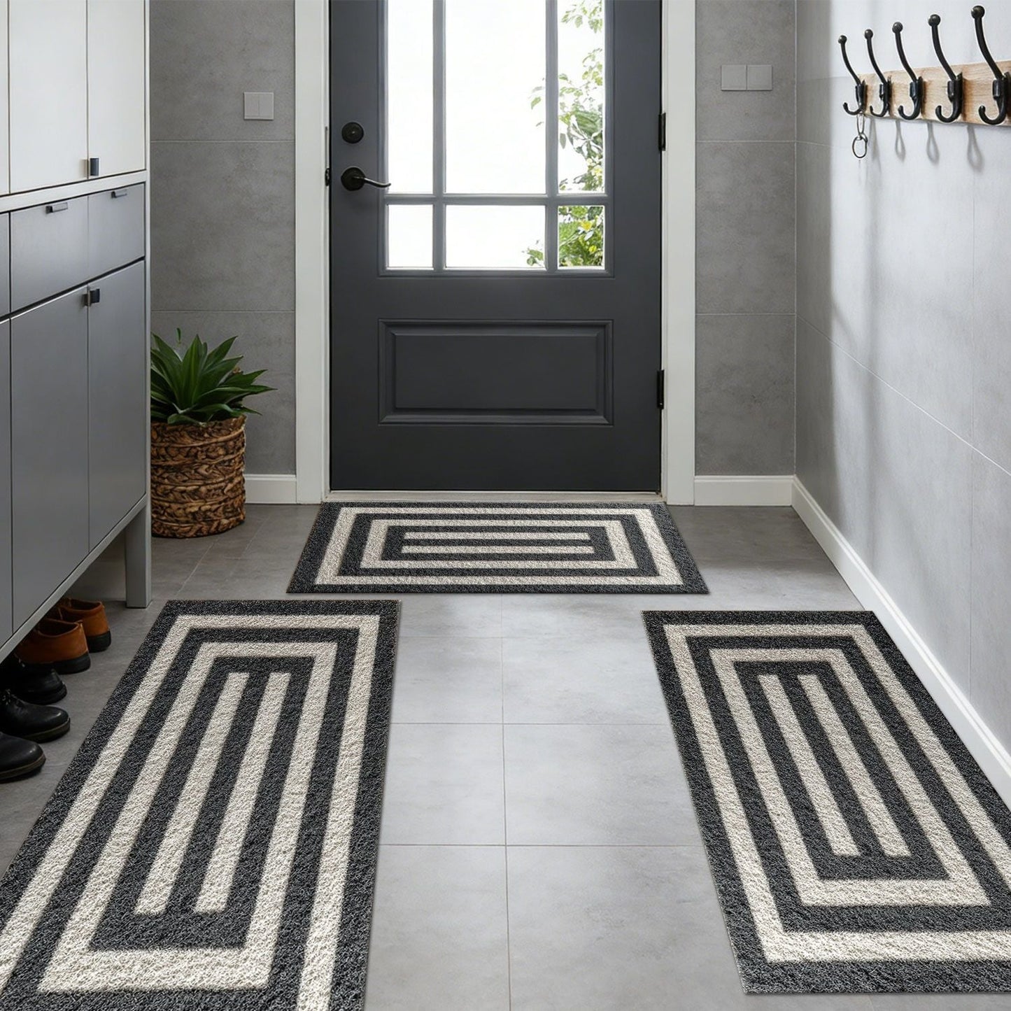 Three-piece kitchen rug set, non-slip and washable, abstract pattern kitchen hallway rug, soft and comfortable, suitable for sinks, floors, entrances, hallways and bathrooms. New Era Fashion LLc