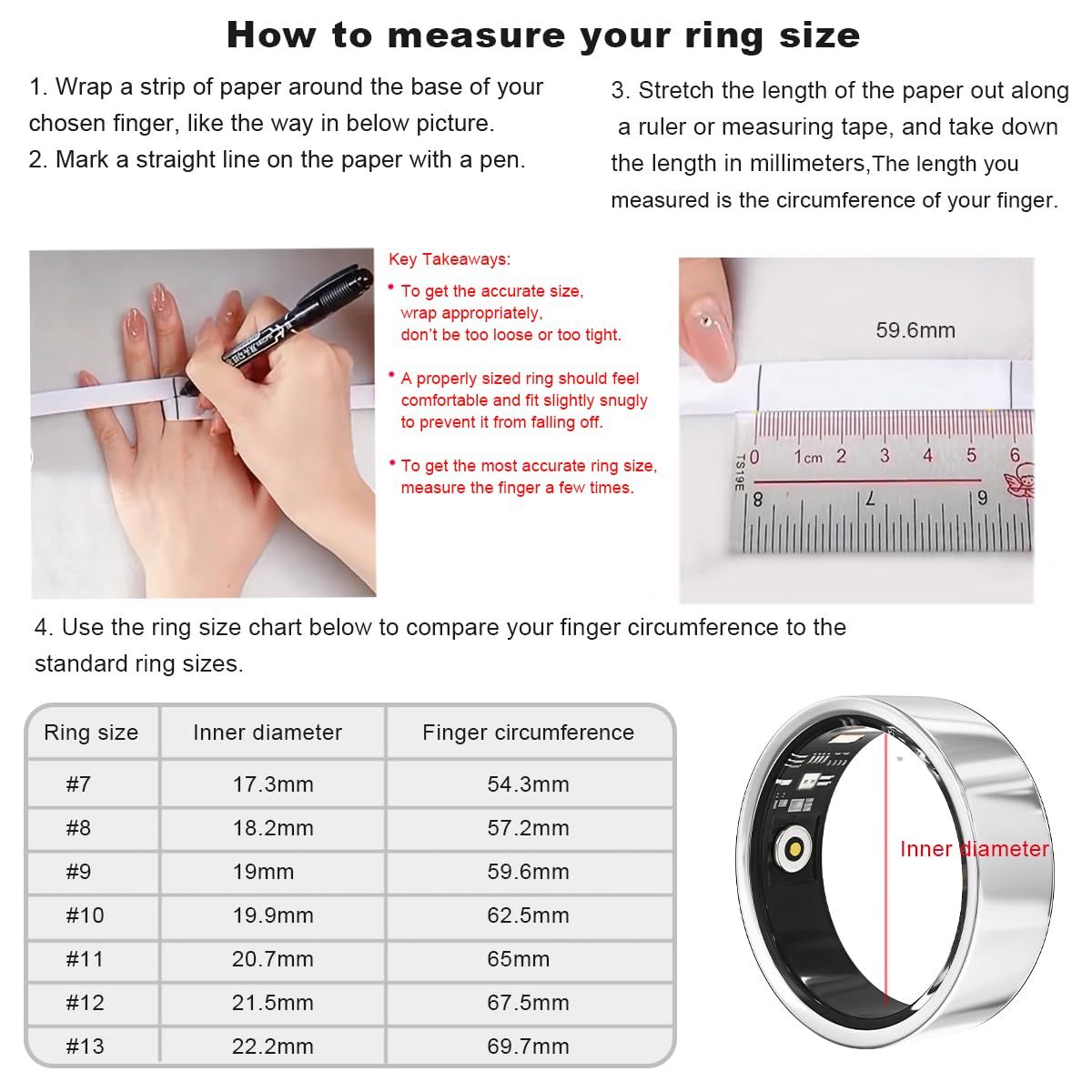 Smart Ring Health Tracker - Fitness Sleep Heart Rate Blood Oxygen Tracker Smart Ring For Men And Women,IP68 Waterproof Level Bluetooth Fitness Tracker Rings Family Care New Era Fashion LLc