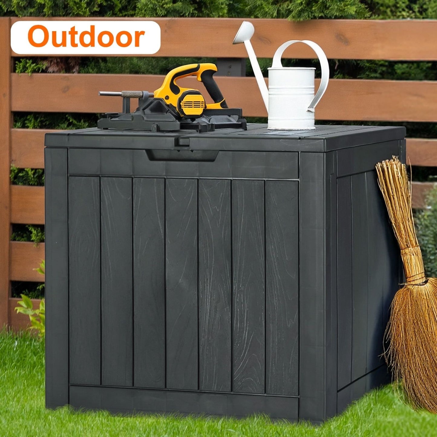 31 Gallon Resin Deck Box, Waterproof UV Resistant Outdoor Storage Box for Garden, Indoor New Era Fashion LLc