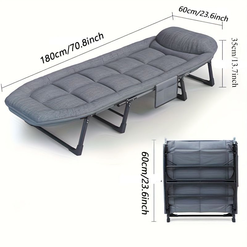 1-pack American style patio folding bed, outdoor patio furniture, comfortable ergonomic single recliner, patio chaise folding bed with mattress, garden, patio furniture, portable patio office camping New Era Fashion LLc