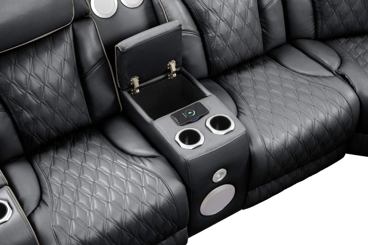 Fortuner Modern Style Upholstery Recliner Loveseat Made with Wood & Massage Function Included-Black New Era Fashion LLc