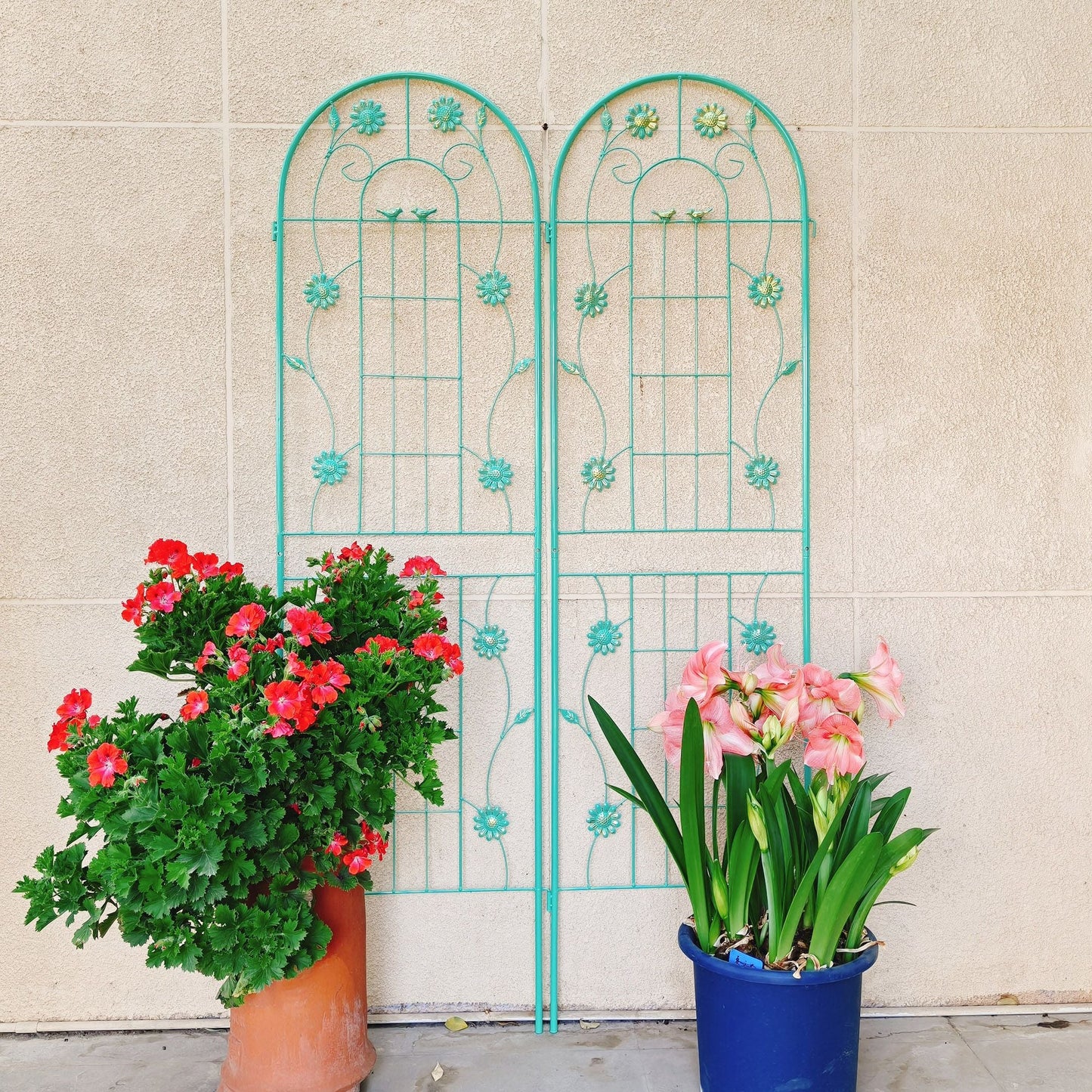 2 Pack 71" x 19.7" Metal Garden Trellis Rustproof Trellis for Climbing Plants Outdoor Flower Support Wrought Iron Ivy Vine Cucumbers Decorative(Green) New Era Fashion LLc