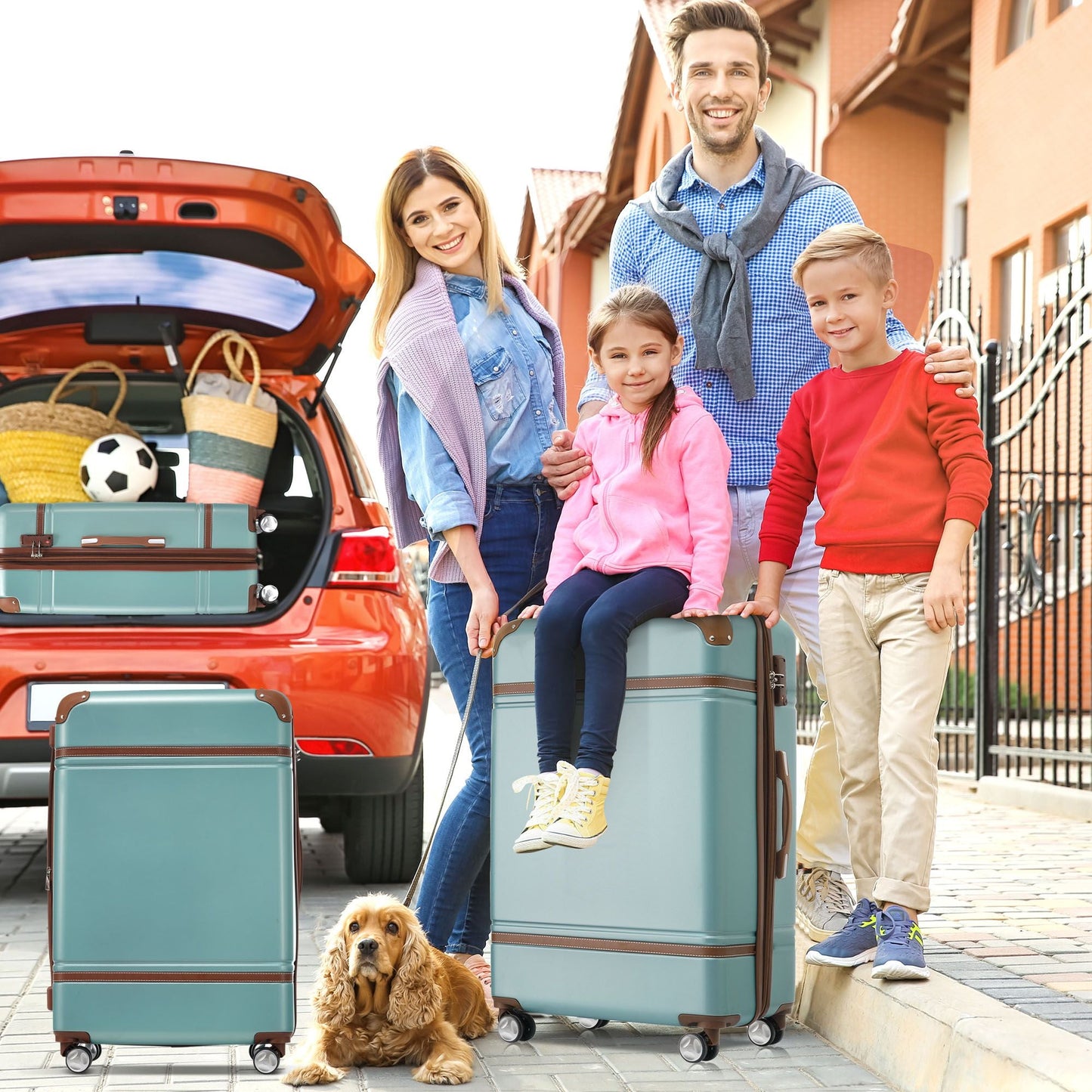 Hardshell Luggage Sets 3 Pieces 20"+24" Luggages and Cosmetic Case Spinner Suitcase with TSA Lock Lightweight,Green New Era Fashion LLc