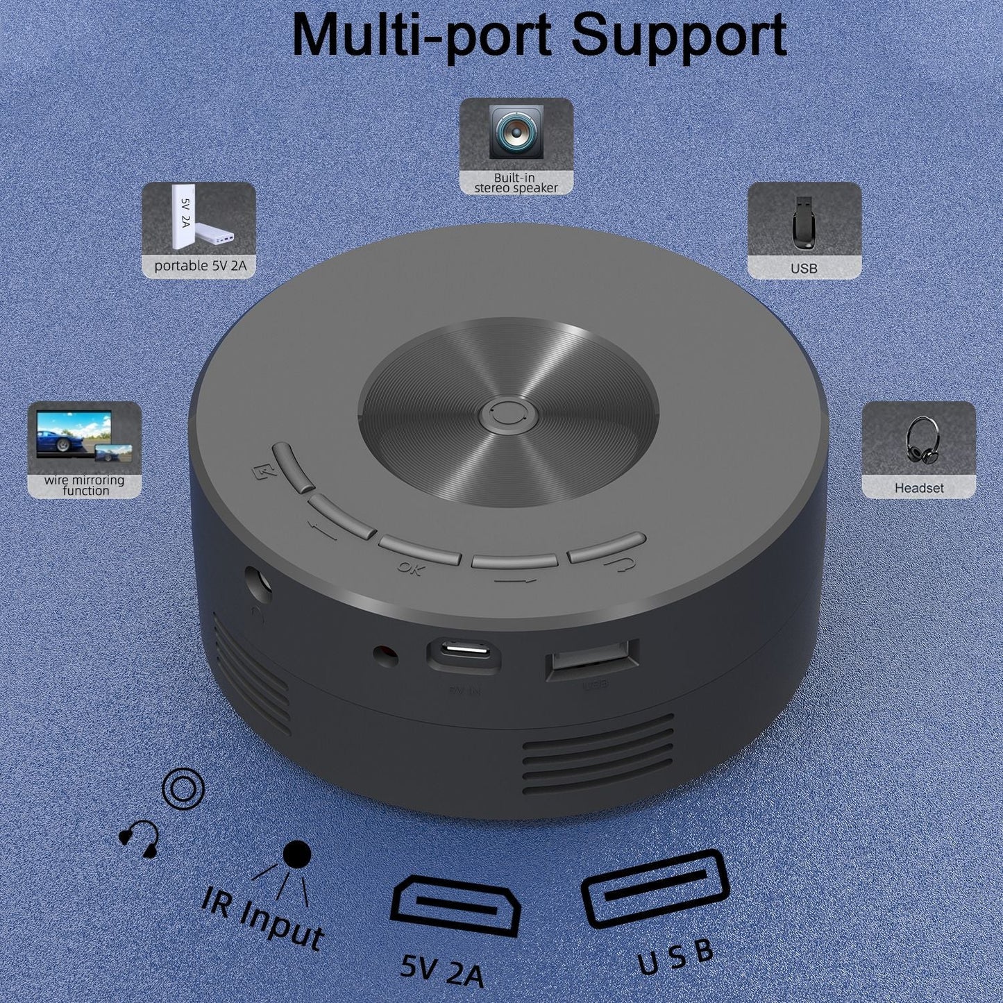 Mini Projector YT200 Portable Video Beamer Home Theater 1080P Supported USB Sync Screen Smartphone Children Projectors New Era Fashion LLc