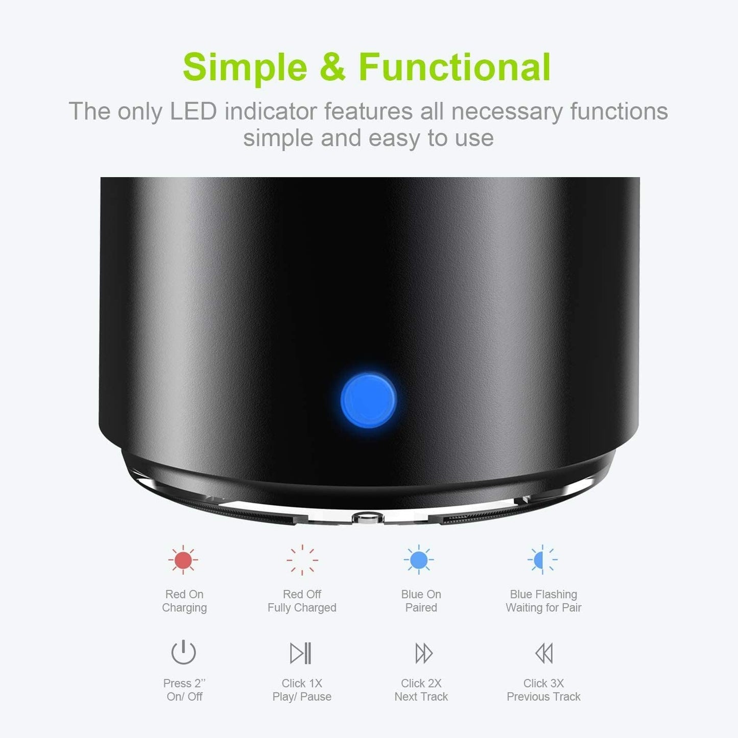 A106 Pro Mini Bluetooth Speaker with Custom Bass Radiator; IPX7 Waterproof; Super Portable Speakers; Travel Case Packed New Era Fashion LLc