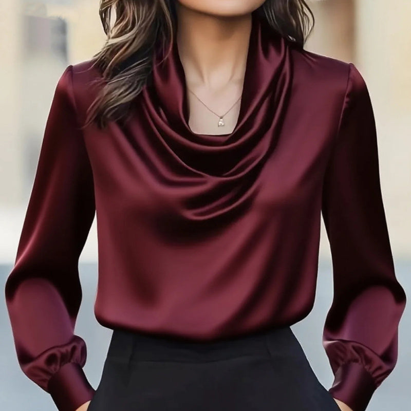 Women's Elegant Draped Neck Blouse FitiqueFit