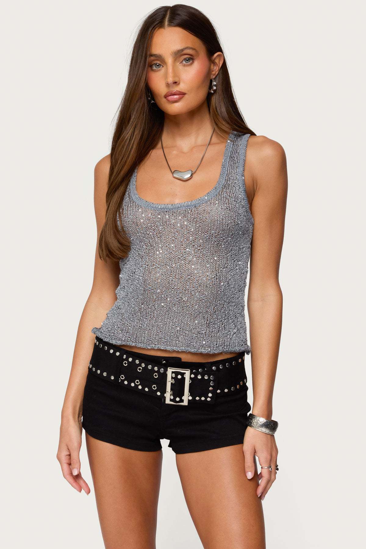 Women's Sequin Deep V-Neck Strappy Tank Top – 3 Colors S–L FitiqueFit