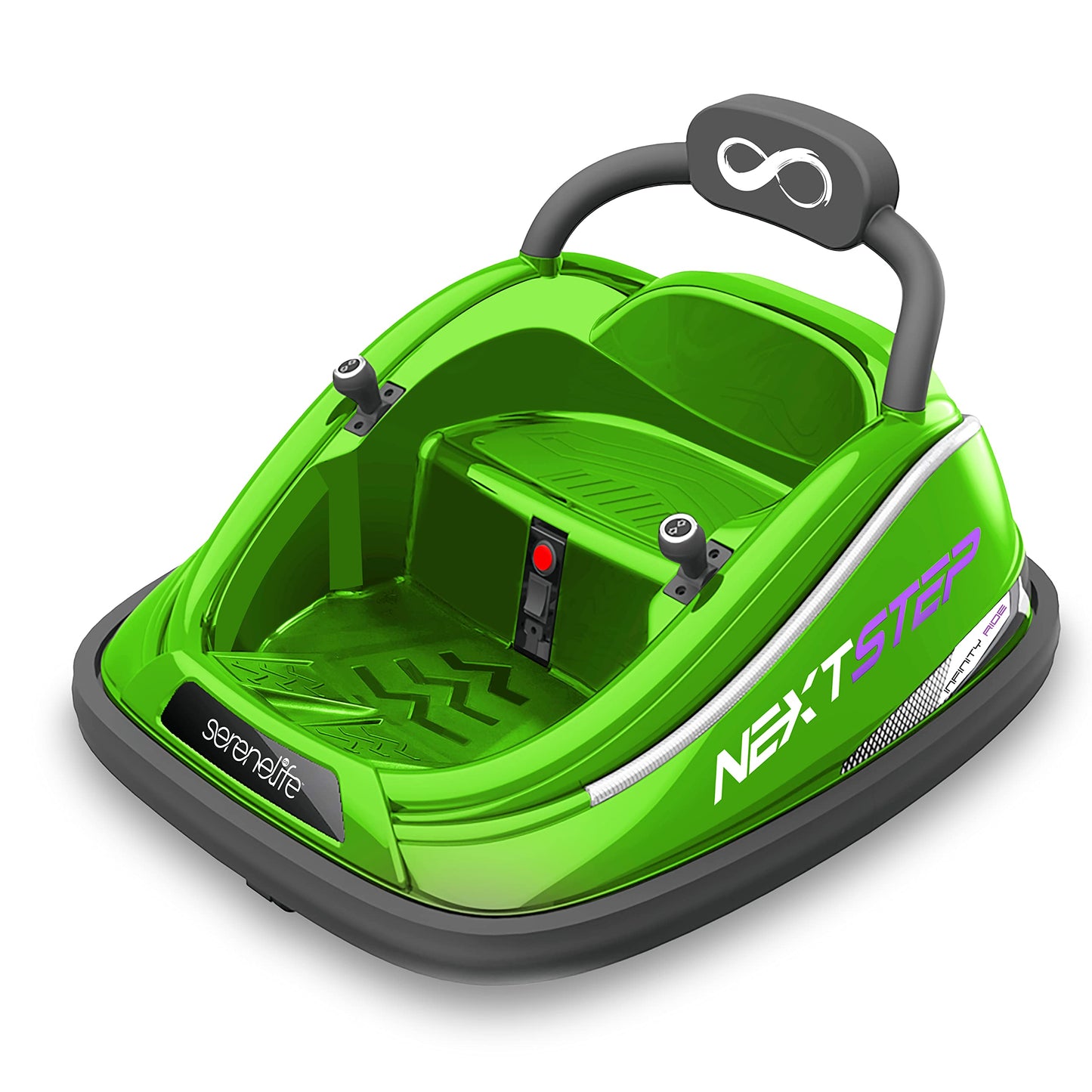 SereneLife 12V Electric Bumper Car for Kids – Remote Control Option 360° Spin LED Lights Safety Belt Kids Toddler Baby Bumper Car 3-8 Years (Green) New Era Fashion LLc