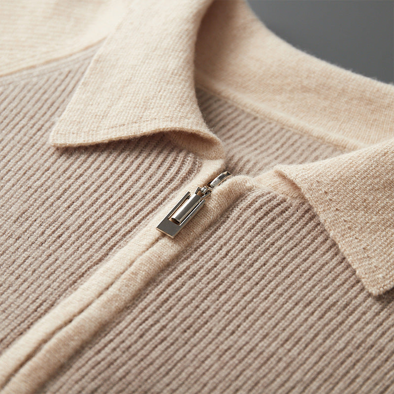 Half Zipper Contrast Color Lapels Sweater For Men Grayceful LLC