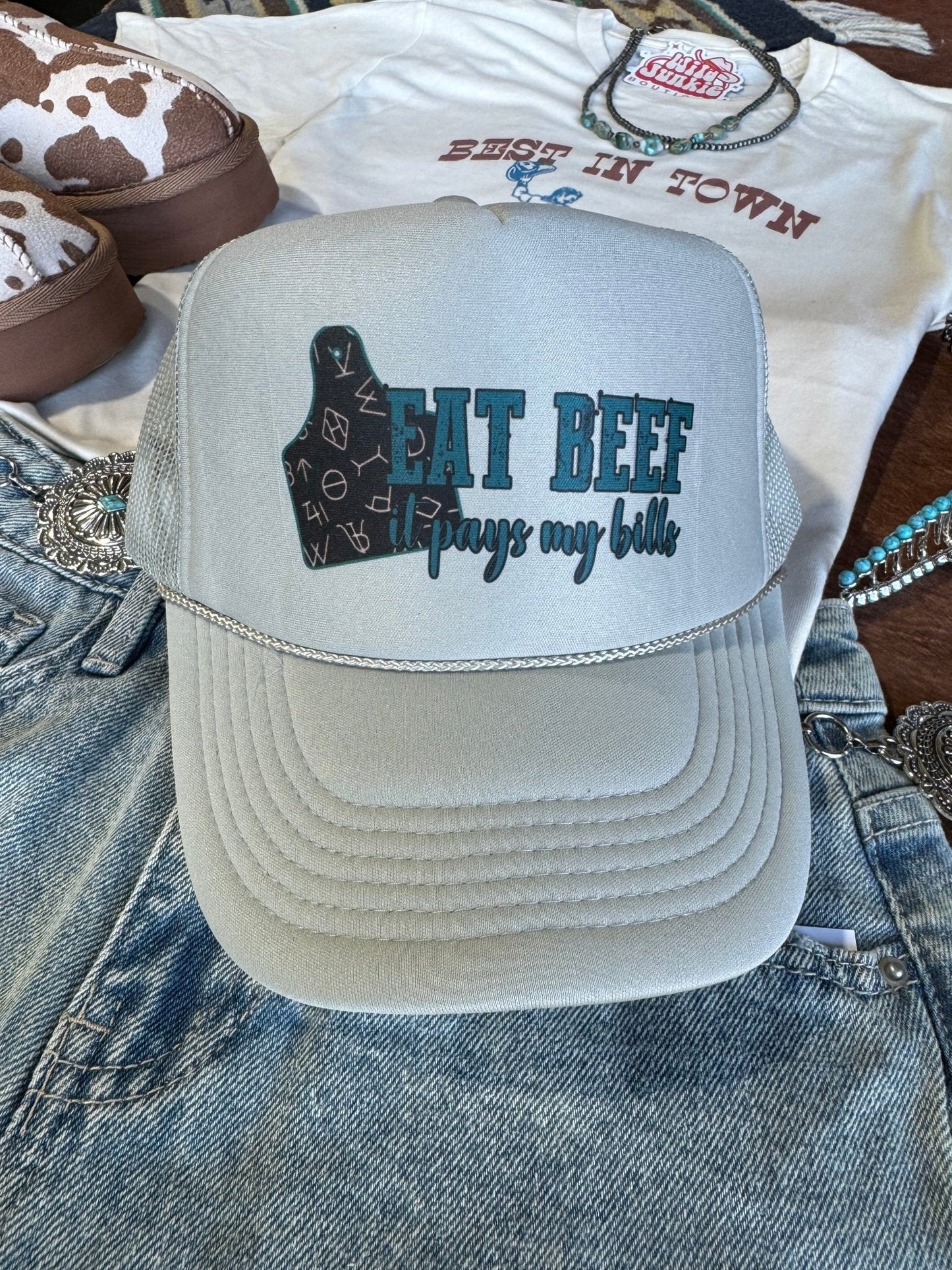 Eat Beef It Pays My Bills Trucker Hat Wild Junkie