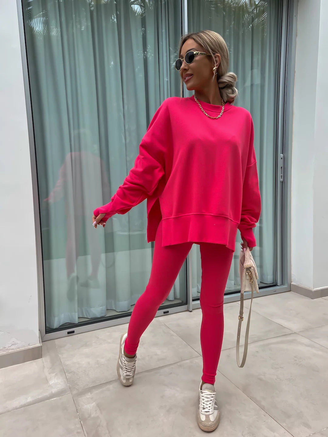 Women’s Casual Sweater Suit – Loose Split Top & Fitted Trousers Set FitiqueFit
